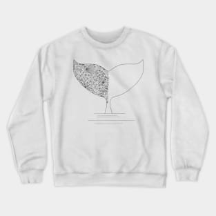 Whale Tail Minimal Black & White Ocean Beach Art Crewneck Sweatshirt